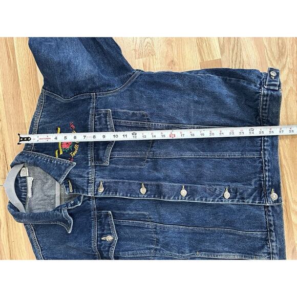 Vintage 90s Y2K Forelli Rose Denim Trucker Jacket Women’s Sz 20 Oversized XL - Picture 7 of 8